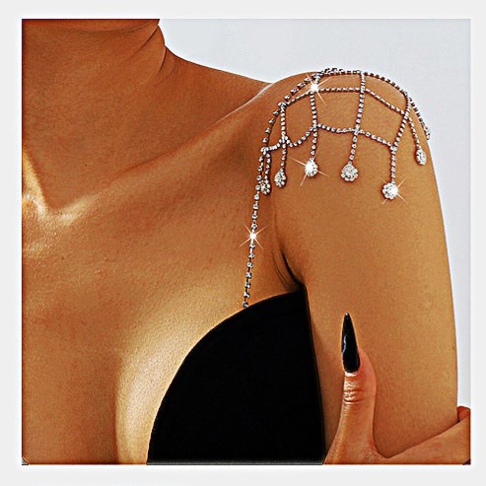 Rhinestone Shoulder adornment, decoration, Bra, Cascading tassels, Beach, Party